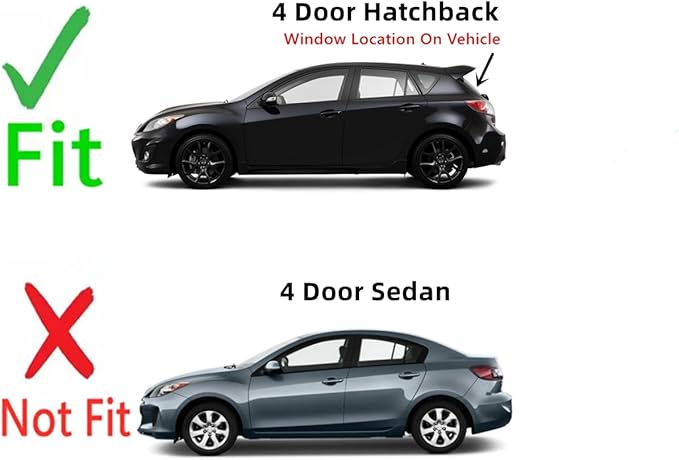 Heated Back Window Back Glass Compatible with Mazda 3 4 Door Hatchback 2010-2013 Models