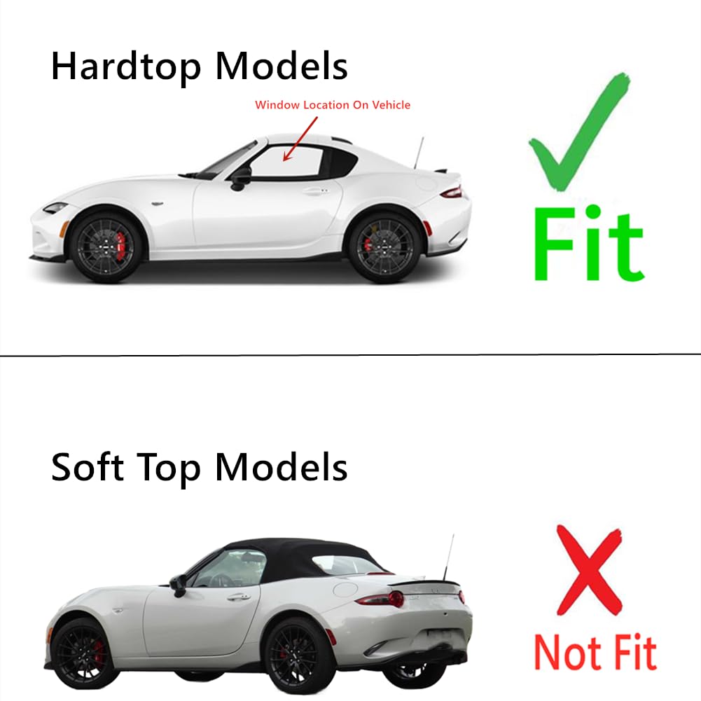 Tempered Driver Left Side Door Window Door Glass Compatible with Mazda MX-5 Miata Hardtop 2016-2024 Models