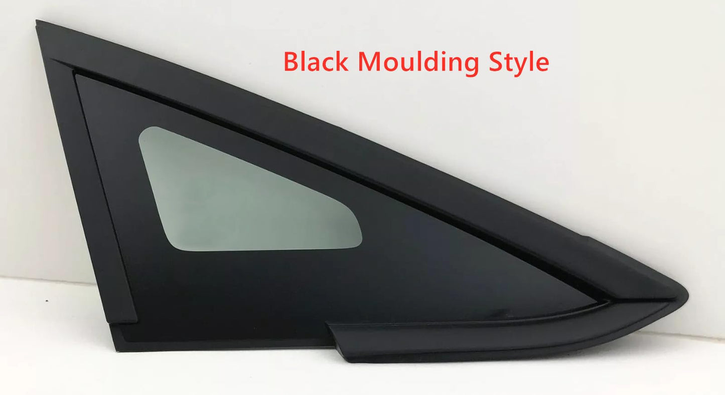 Tempered Black Moulding Style Passenger Right Side Front Vent Window Vent Glass Compatible with Ford Fiesta 2011-2019 Models