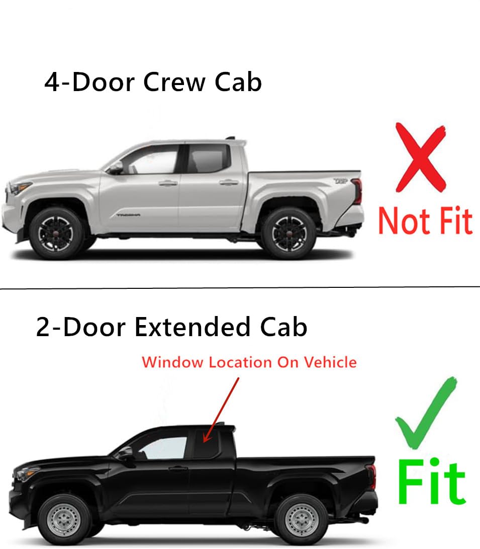 OEM Driver Left Side Quarter Window Quarter Glass Compatible with Toyota Tacoma Pickup 2-Door Extended Cab 2024-2025 Models