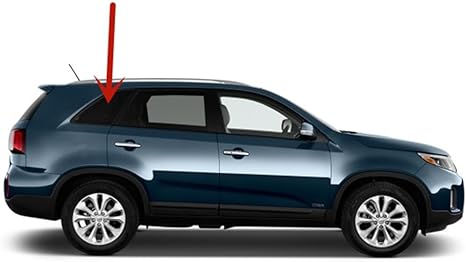 Black Moulding Style Tempered Passenger Right Side Quarter Window Quarter Glass Compatible with Kia Sorento 2011-2015 Models