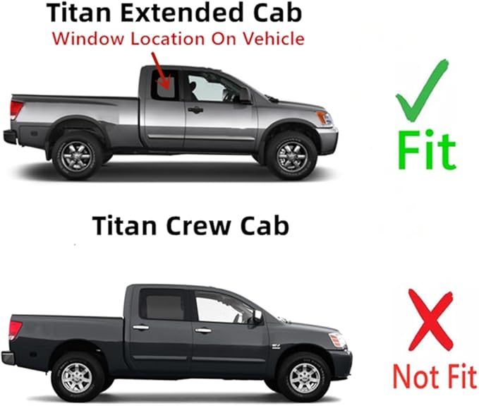 Passenger Right Side Rear Quarter Window Quarter Glass Compatible with Nissan Titan 2 Door Extended Cab 2004-2015 Models