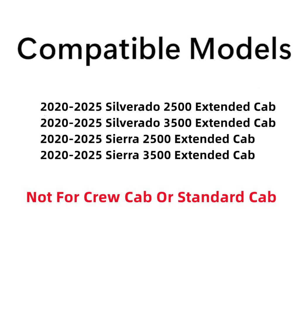 Driver Left Side Rear Door Window Door Glass Compatible with Chevrolet Silverado 2500/3500 2020-2025 GMC Sierra 2500/3500 2020-2025 4-Door Extended Cab Pickup (Half Size Rear Door) Models