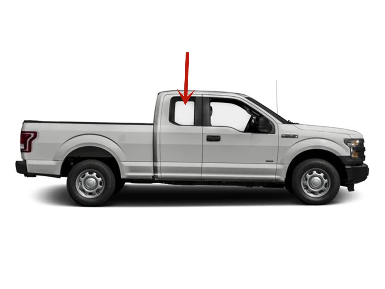 Passenger Right Side Rear Door Window Door Glass Compatible with Ford F150 2015-2020 / F250 F350 F450 F550 2017-2022 Super Cab/Extened Cab Pikcups Models