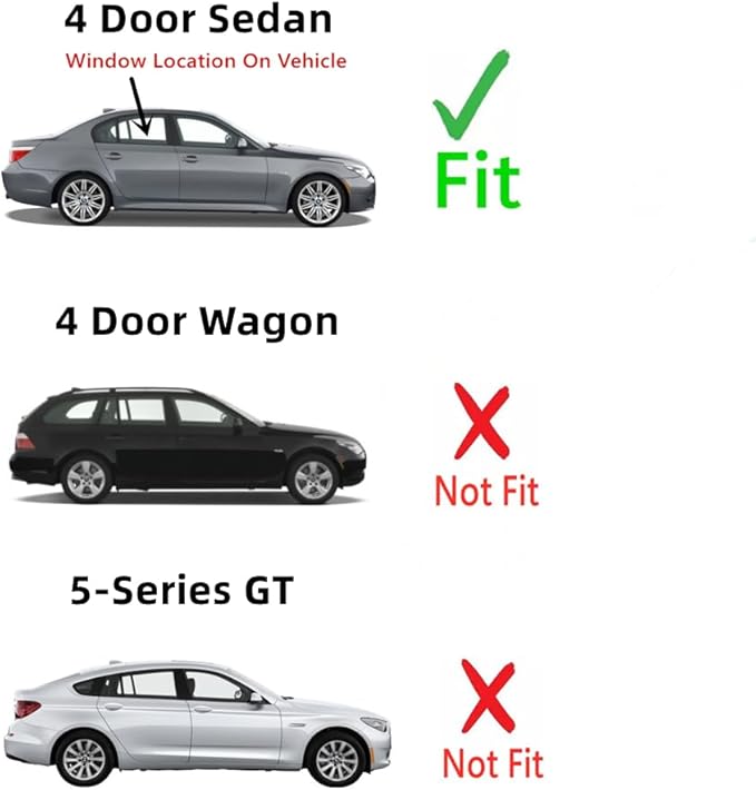 Passenger Right Rear Door Window Door Glass Compatible with BMW 525i 525xi 530i 530xi 528i 535i 535xi 545i 550i M5 2004-2010 4 Door Sedan Models