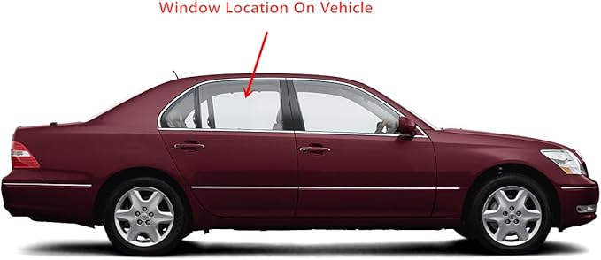 Passenger Right Side Rear Door Window Door Glass Compatible with Lexus LS430 2001-2006 Models