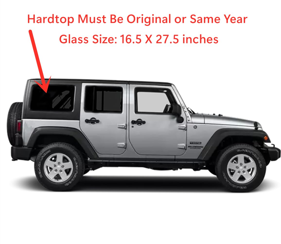 Passenger Right Side Rear Quarter Window Quarter Glass Compatible with Jeep Wrangler 2011-2017 4 Door Models / Wrangler JK 2018 4 Door Models
