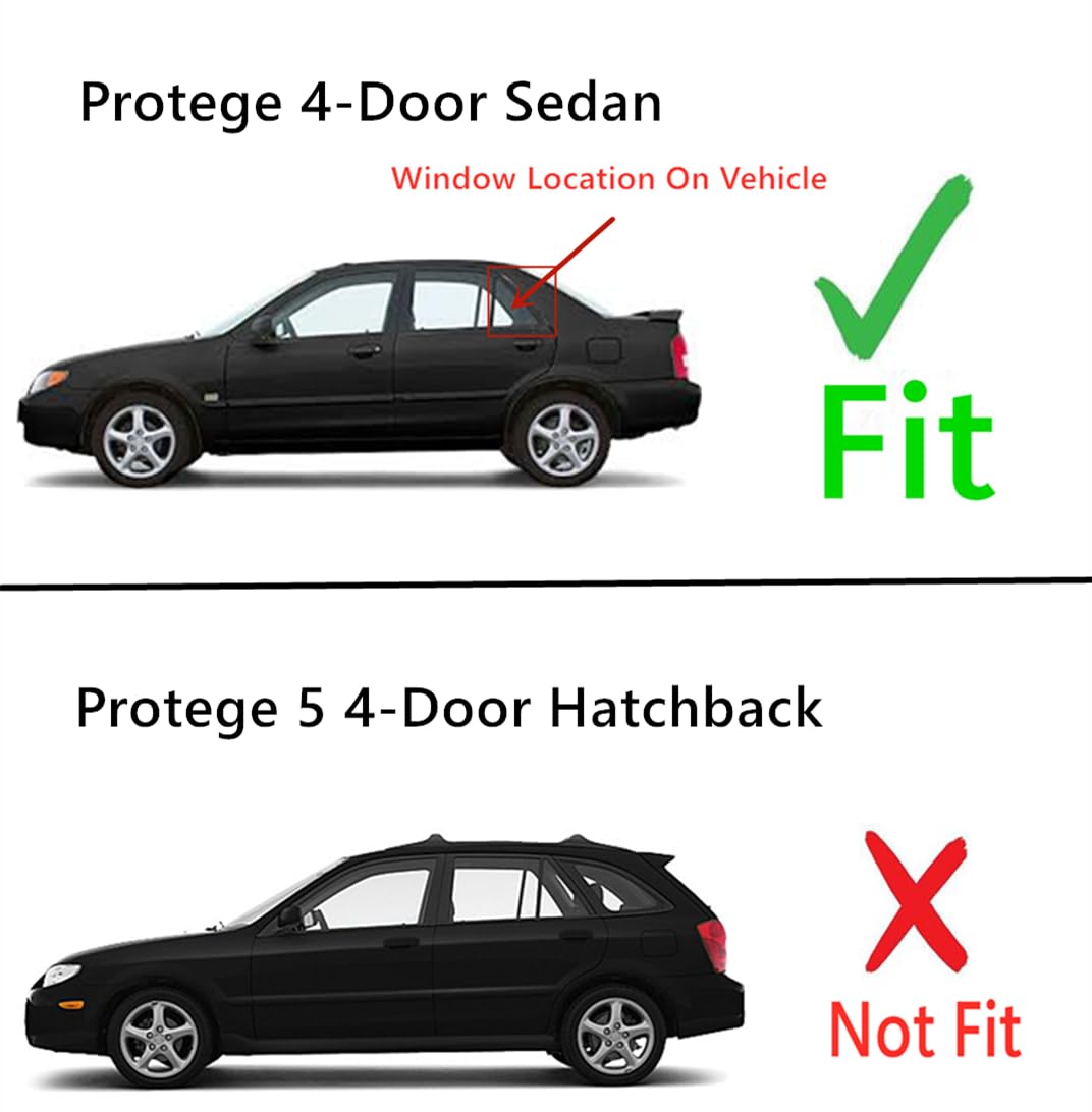 Tempered Driver Left Side Rear Vent Window Vent Glass Compatible with Mazda Protege 4-Door Sedan 1999-2003 Models Glass Only