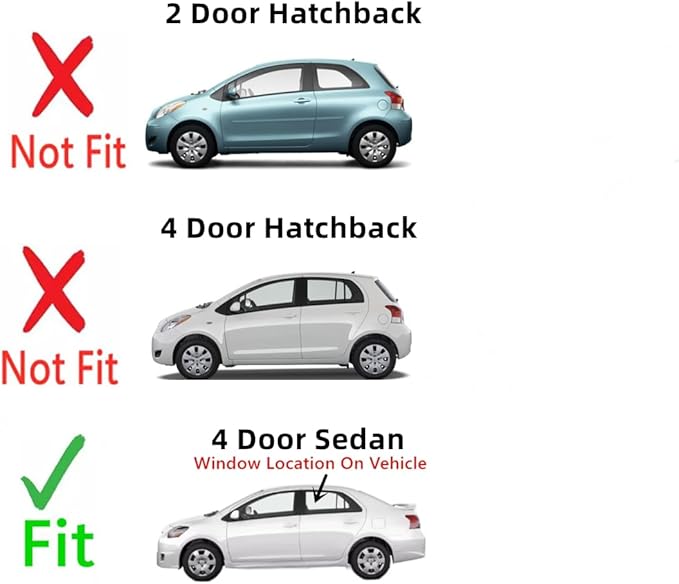 Driver Left Side Rear Door Window Door Glass Compatible with Toyota Yaris 4 Door Sedan 2007-2012 Models