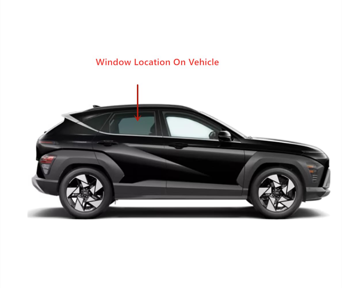 Tempered Passenger Right Side Rear Door Window Door Glass Compatible with Hyundai Kona / Kona Electric 2024-2025 Models