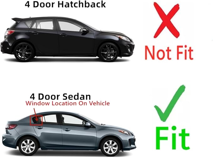 Passenger Right Side Rear Vent Window Vent Glass Compatible with Mazda 3 4 Door Sedan 2010-2013 Models