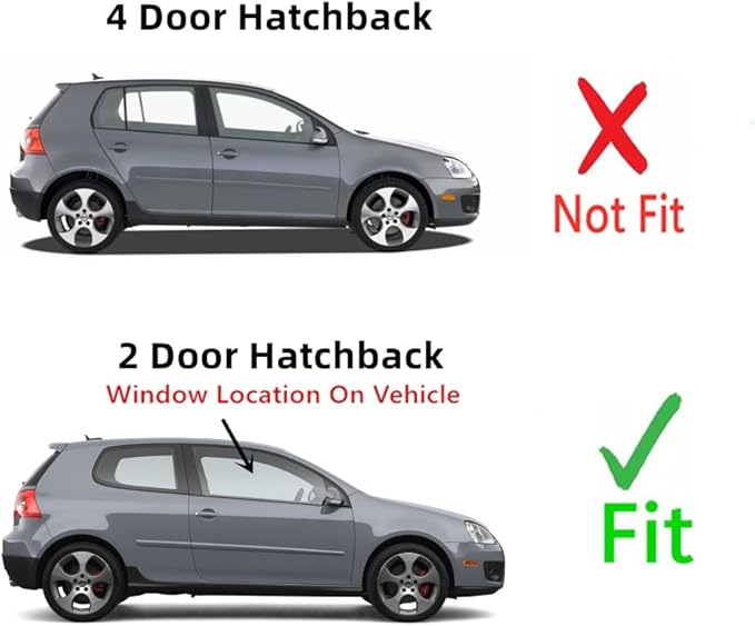 Passenger Right Side Door Window Door Glass Compatible with Volkswagen R32 / GTI / Rabbit 2 Door Hatchback 2006-2009 Models