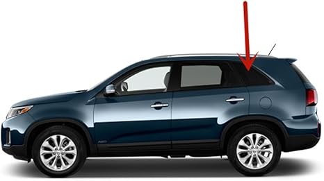 Black Moulding Tempered Driver Left Quarter Window Quarter Glass Compatible with Kia Sorento 2011-2015 Models