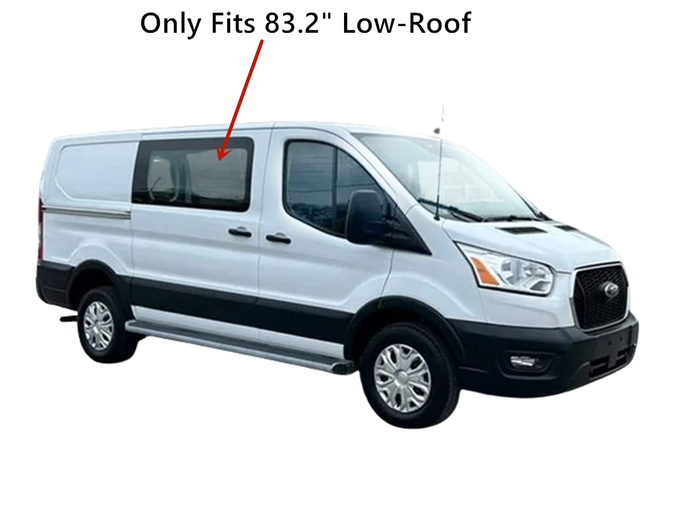 Stationary Passenger Right Side Sliding Cargo Door Window Door Glass Compatible with Ford Transit 83.2" Low-Roof Van 2015-2025 Models (Low-Roof Van Only)