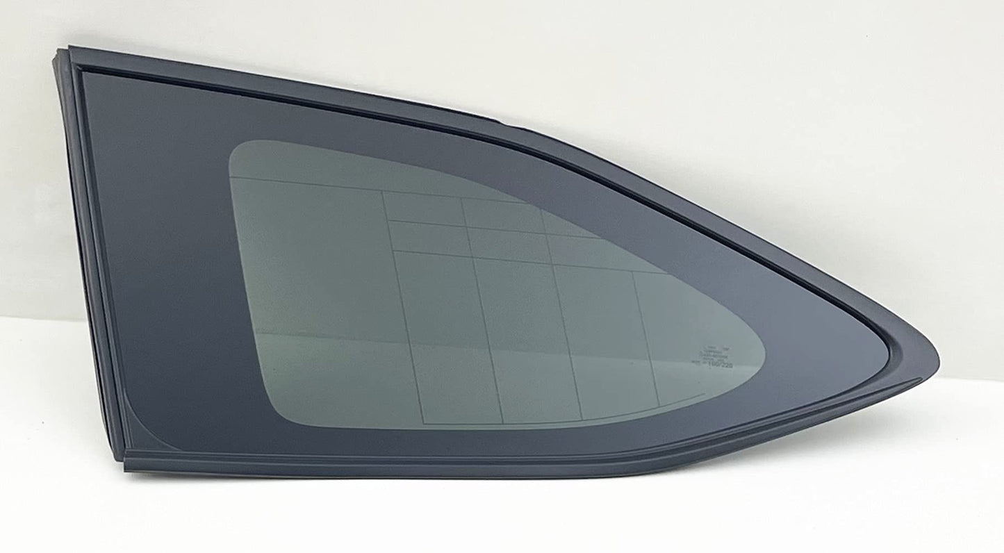 Black Moulding Style W/ Atenna Driver Left Side Quarter Window Quarter Glass Compatible with Toyota Highlander 2020-2025 Models