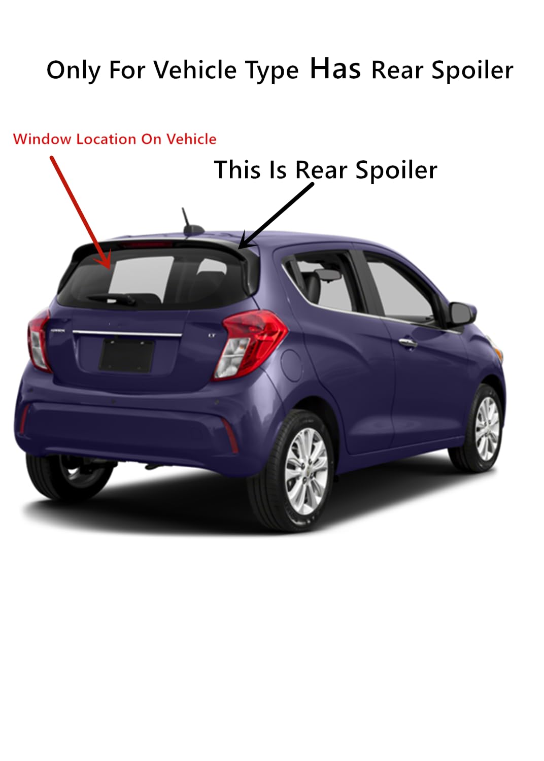 Heated With Spoiler Models Back Window Back Glass Compatible with Chevrolet Spark 2016-2023