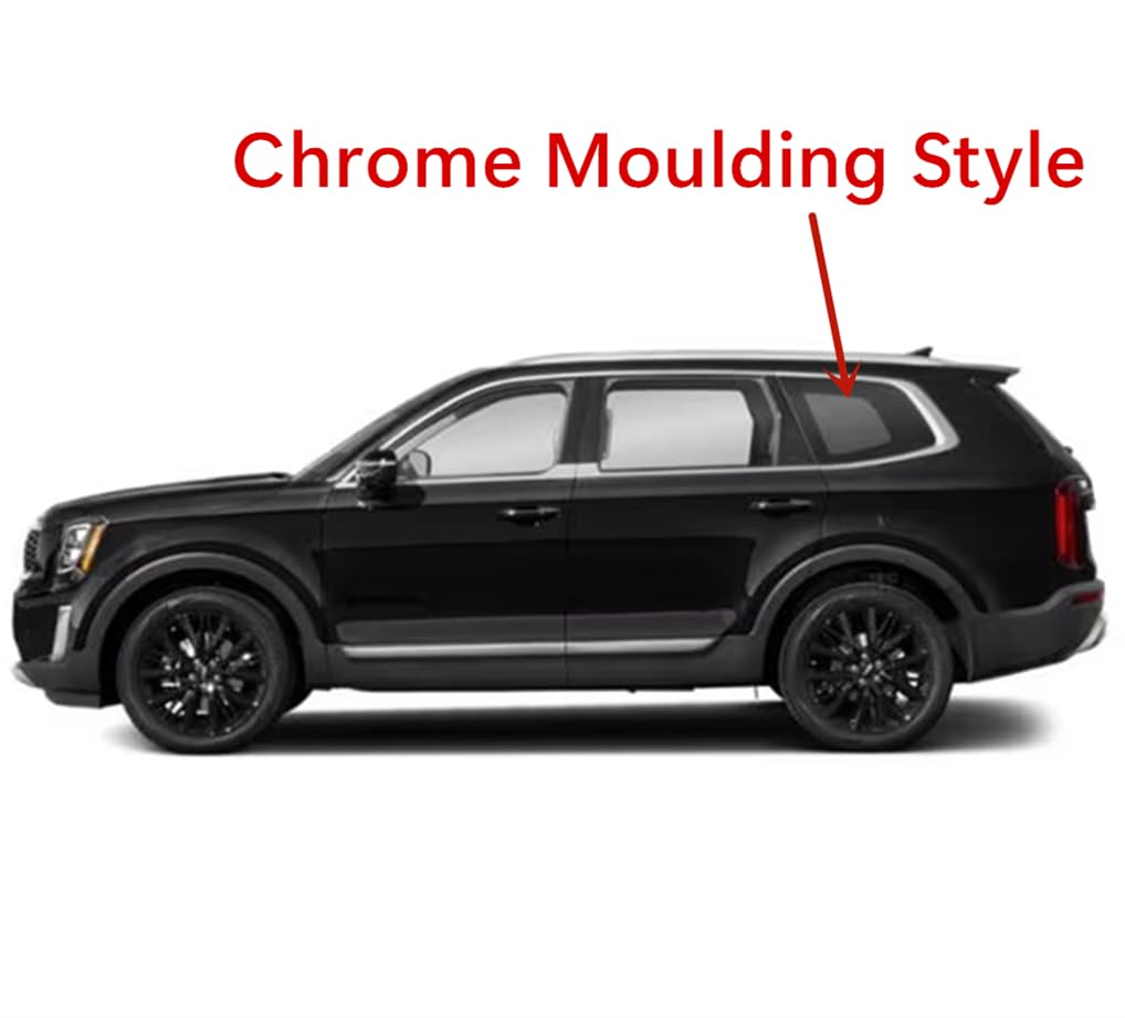 Chrome Moulding Style Tempered Driver Left Side Quarter Window Quarter Glass Compatible with Kia Telluride 2020-2025 Models