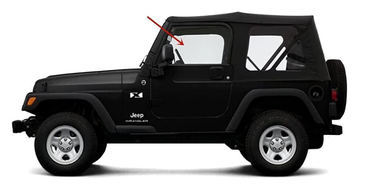 Driver Left Side Door Window Door Glass Compatible with Jeep Wrangler 2 Door Utility 1997-2006 Models