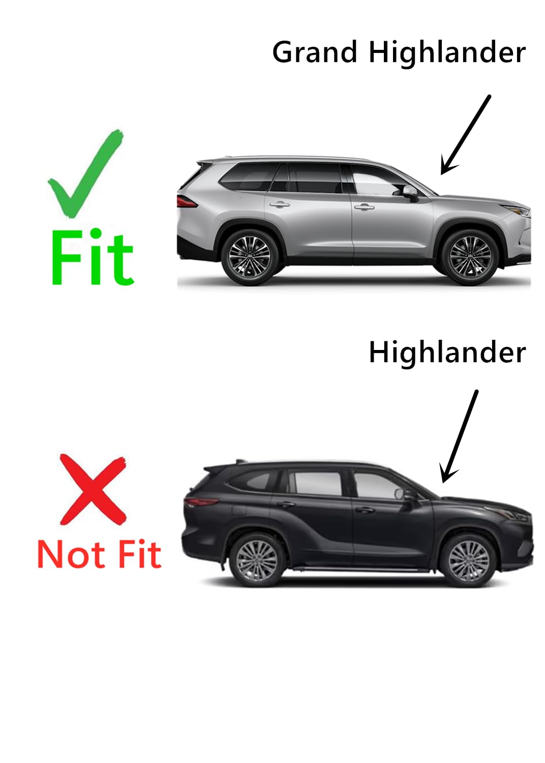 Chrome Style Passenger Right Side Quarter Window Quarter Glass Compatible with Toyota Grand Highlander 2024-2025 Models