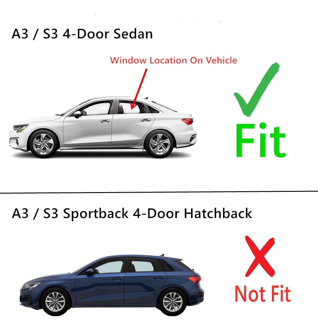 Tempered Driver Left Side Rear Door Window Door Glass Compatible with Audi A3 / S3 4-Door Sedan 2022-2025 Model