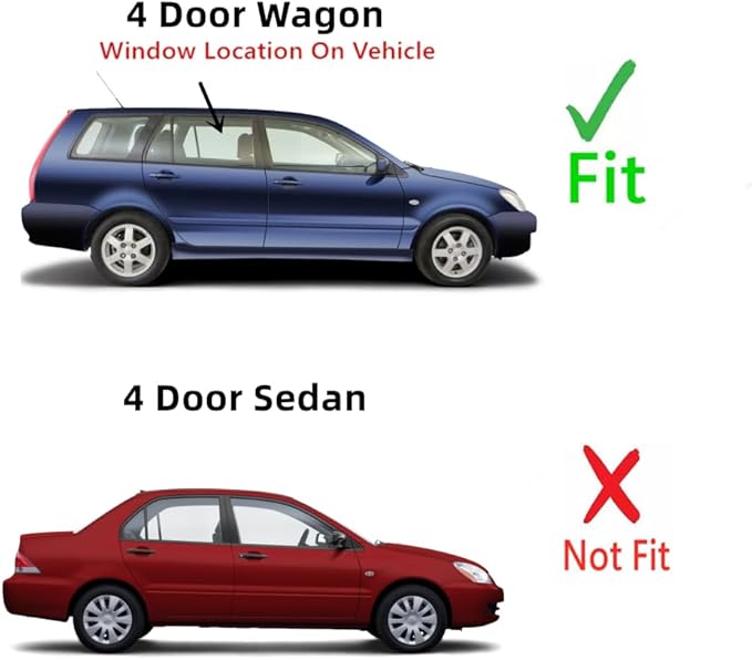 Passenger Right Side Rear Door Window Door Glass Compatible with Mitsubishi Lancer 4 Door Wagon 2004-2007 Models