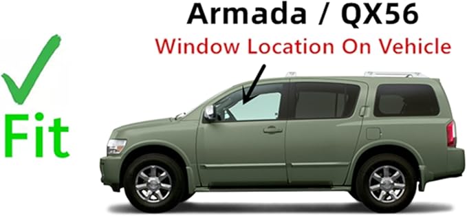 Driver Left Side Front Door Window Door Glass Compatible with Nissan Armada 2004-2015/Nissan Pathfinder Armada 2004/Infiniti QX56 2004-2006 Models