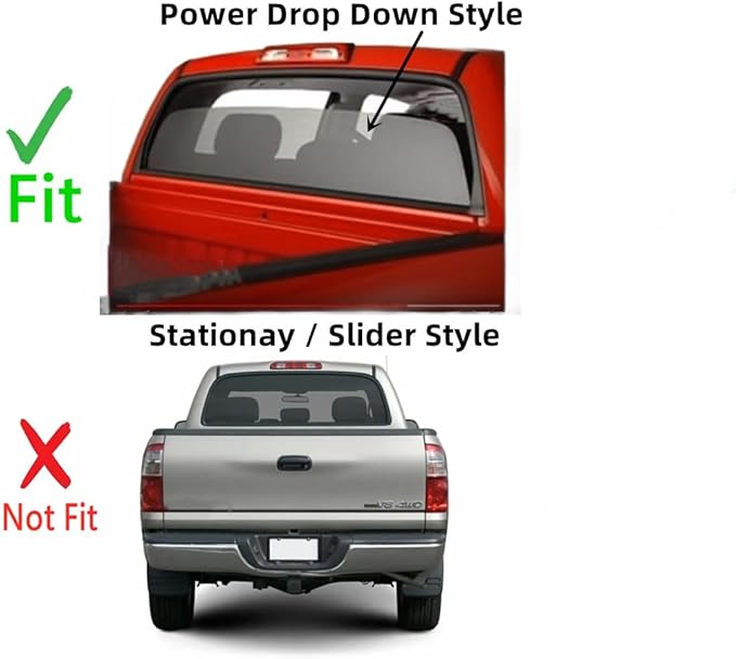 Heated Power Drop Down?Style Back Window Back Glass Compatible with Toyota Tundra Pickup 4 Door Crew Cab 2004-2006 Models