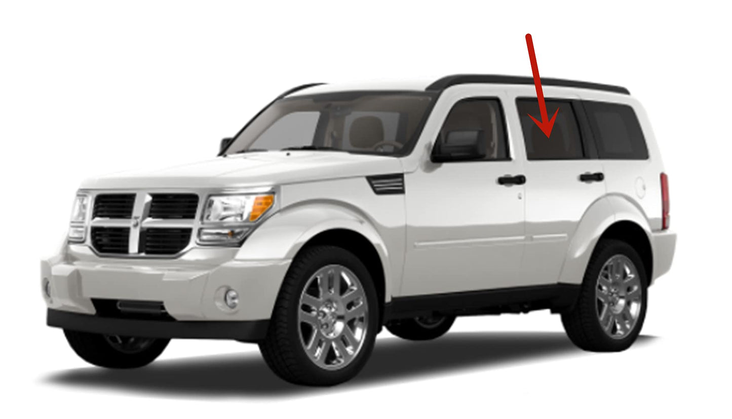 Driver Left Side Rear Door Window Door Glass Compatible with Dodge Nitro 2007-2011 Models