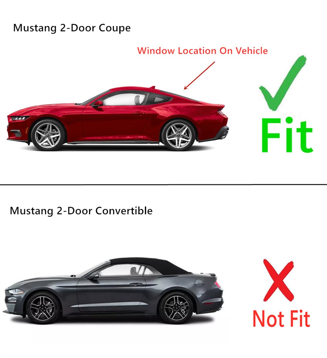 Heated Rear Back Window Back Glass Compatible with Ford Mustang 2-Door Coupe 2024-2025 Models