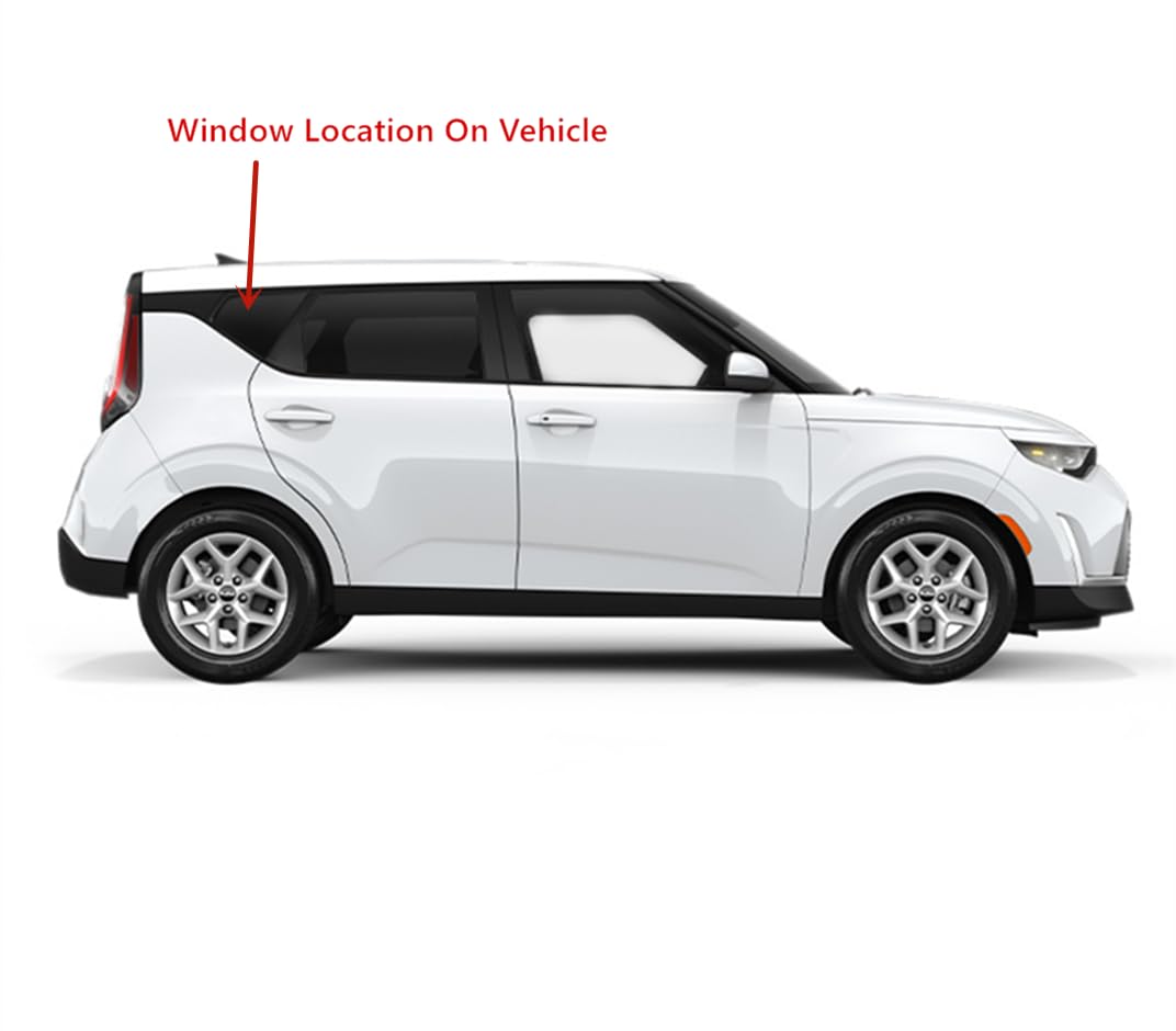 Tempered Passenger Right Side Quarter Window Quarter Glass Compatible with Kia Soul 2020-2025 Models
