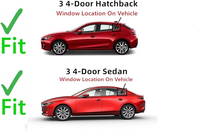 Driver Left Side Rear Vent Window Vent Glass Compatible with Mazda 3 2014-2018 Models