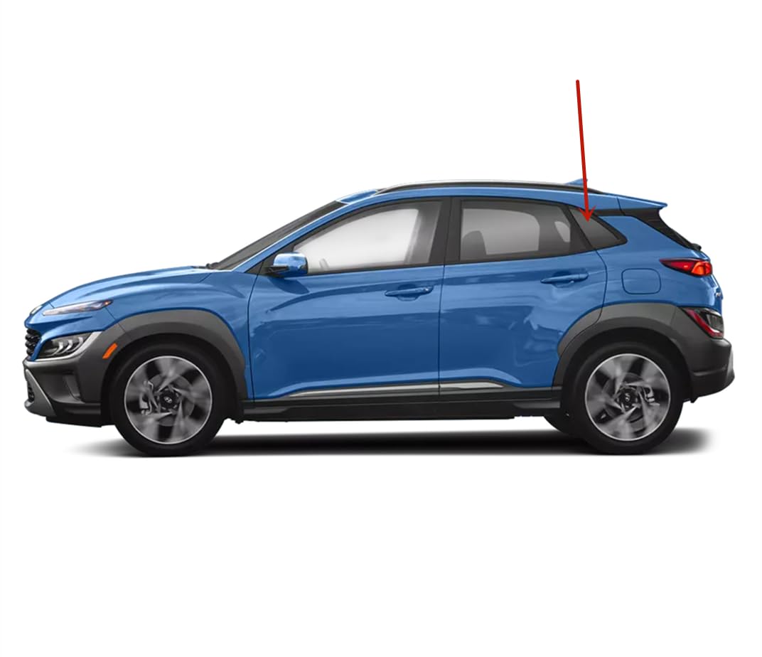 Tempered Driver Left Side Rear Quarter Window Quarter Glass Compatible with Hyundai Kona / Kona N / Kona Electric 2018-2023 Models