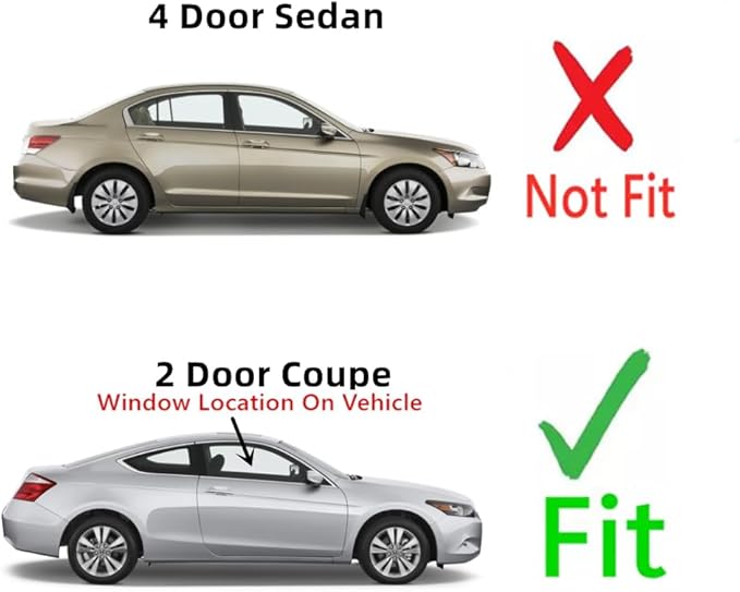 Passenger Right Side Door Window Door Glass Compatible with Honda Accord 2 Door Coupe 2008-2012 Models