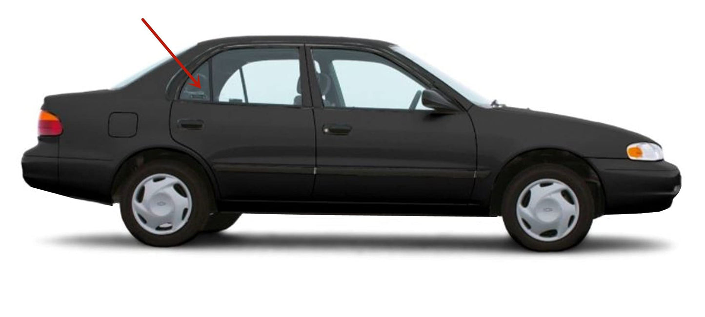 Passenger Right Side Rear Vent Window Vent Glass Compatible with Geo Prizm 4 Door Sedan 1993-1997 Models