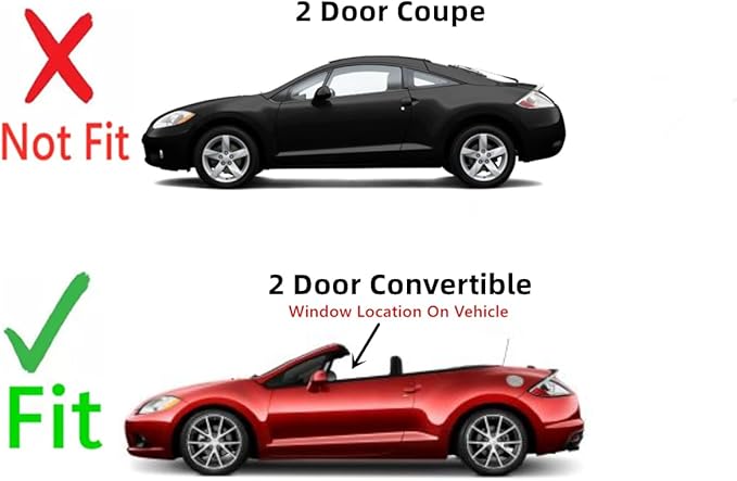 Driver Left Side Door Window Door Glass Compatible with Mitsubishi Eclipse 2 Door Convertible 2007-2012 Models