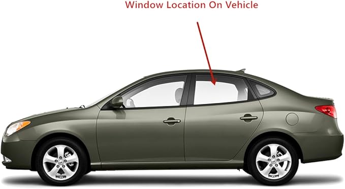 Driver Left Side Rear Door Window Door Glass Compatible with Hyundai Elantra 4 Door Sedan 2007-2010 Models