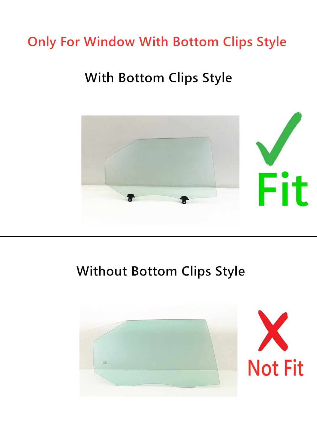 With Clips Style Passenger Right Side Rear Door Window Door Glass Compatible with Kia Forte 4-Door Hatchback 2011-2013 Models