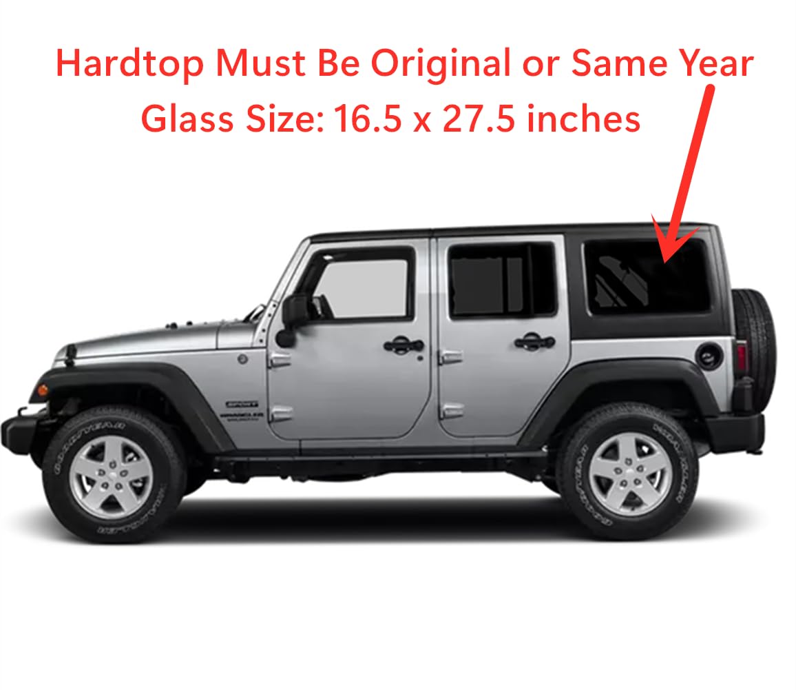 Driver Left Side Rear Quarter Window Quarter Glass Compatible with Jeep Wrangler 2011-2017 4 Door Models / Wrangler JK 2018 4 Door Models