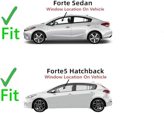 Driver Left Side Front Door Window Door Glass Compatible with Kia Forte / Fort5 2014-2018 Models