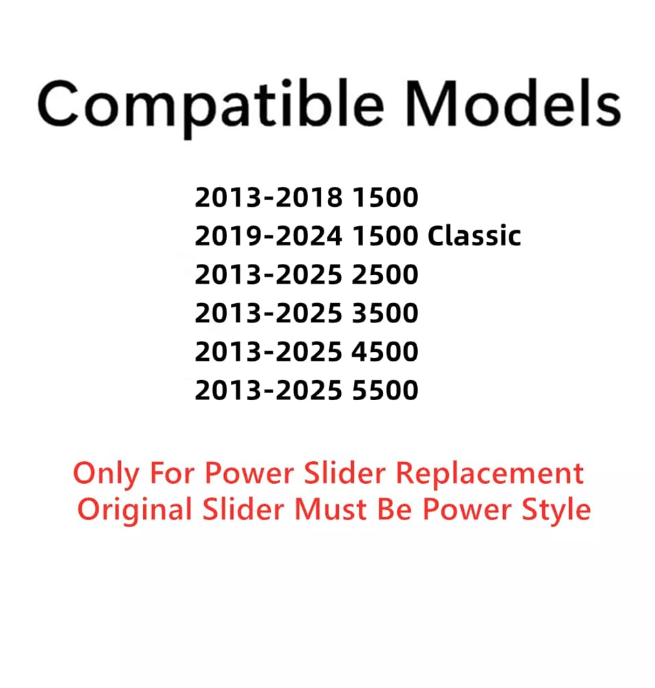 OE W/Motor Heated Sliding Back Window Glass Back Power Slider Compatible with Ram Pickup 2013-2018 1500 / 2019-2024 1500Classic / 2013-2025 2500 3500 4500 5500 Models