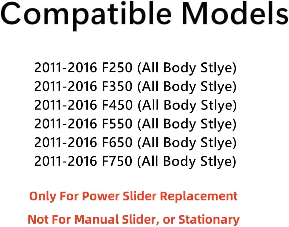 Heated With Motor Included Power Slider Style Back Window Back Glass Compatible with Ford F250 F350 F450 F550 F650 F750 Pickup 2011-2016 Models