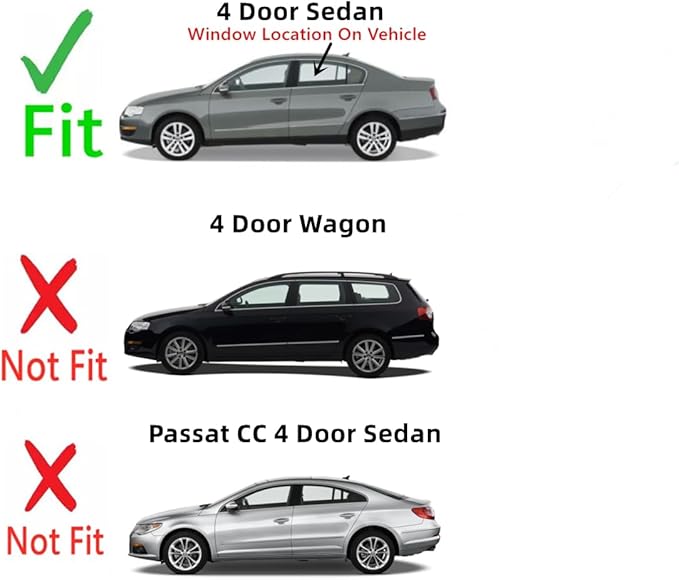 Driver Left Side Rear Door Window Door Glass Compatible with Volkswagen Passat 4 Door Sedan 2006-2011 Models