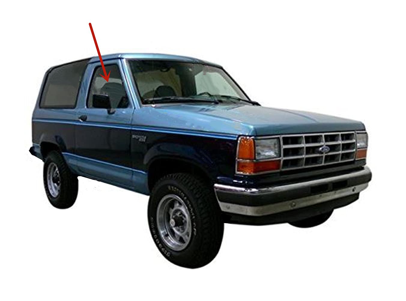 W/O Vent Style Passenger Right Side Door Window Door Glass Compatible with Ford Ranger Pickup 1988-1992 Models / Bronco II 2 Door Utility 1988-1990 Models