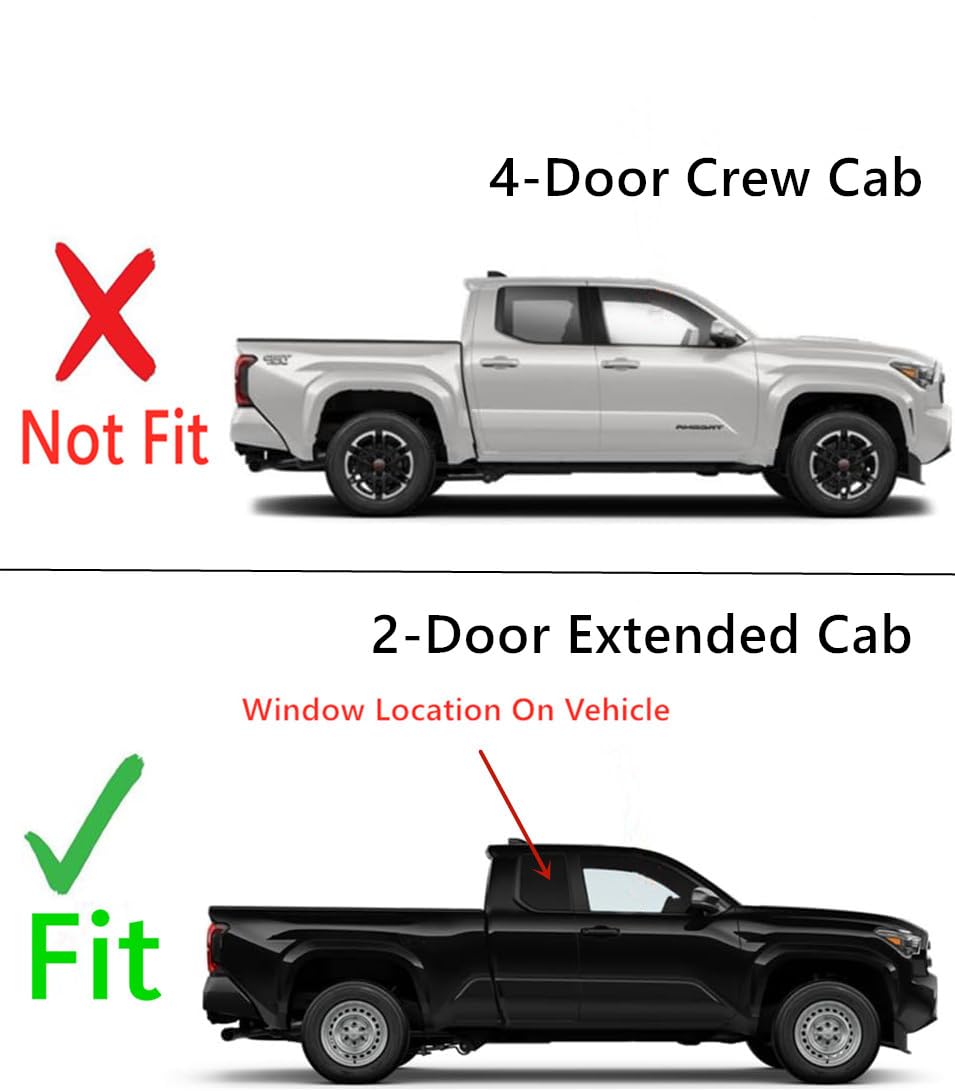 OEM Passenger Right Side Quarter Window Quarter Glass Compatible with Toyota Tacoma Pickup 2-Door Extended Cab 2024-2025 Models
