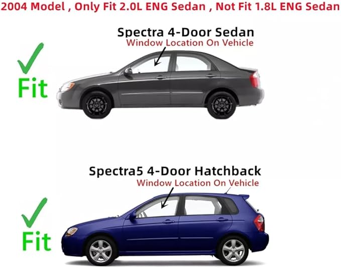 Driver Left Side Front Door Window Door Glass Compatible with Kia Spectra5 4 Door Hatchback 2005-2009 / Spectra 4 Door Sedan 2005-2009 Models / 2004 Spectra 2.0L ENG 4 Door Sedan