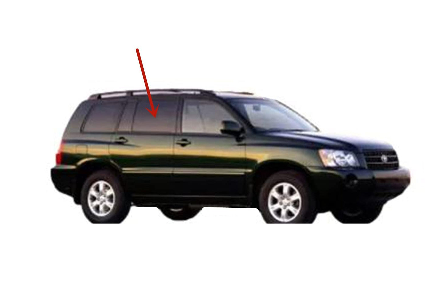 Passenger Right Side Rear Door Window Door Glass Compatible with Toyota Highlander 2001-2007 Models