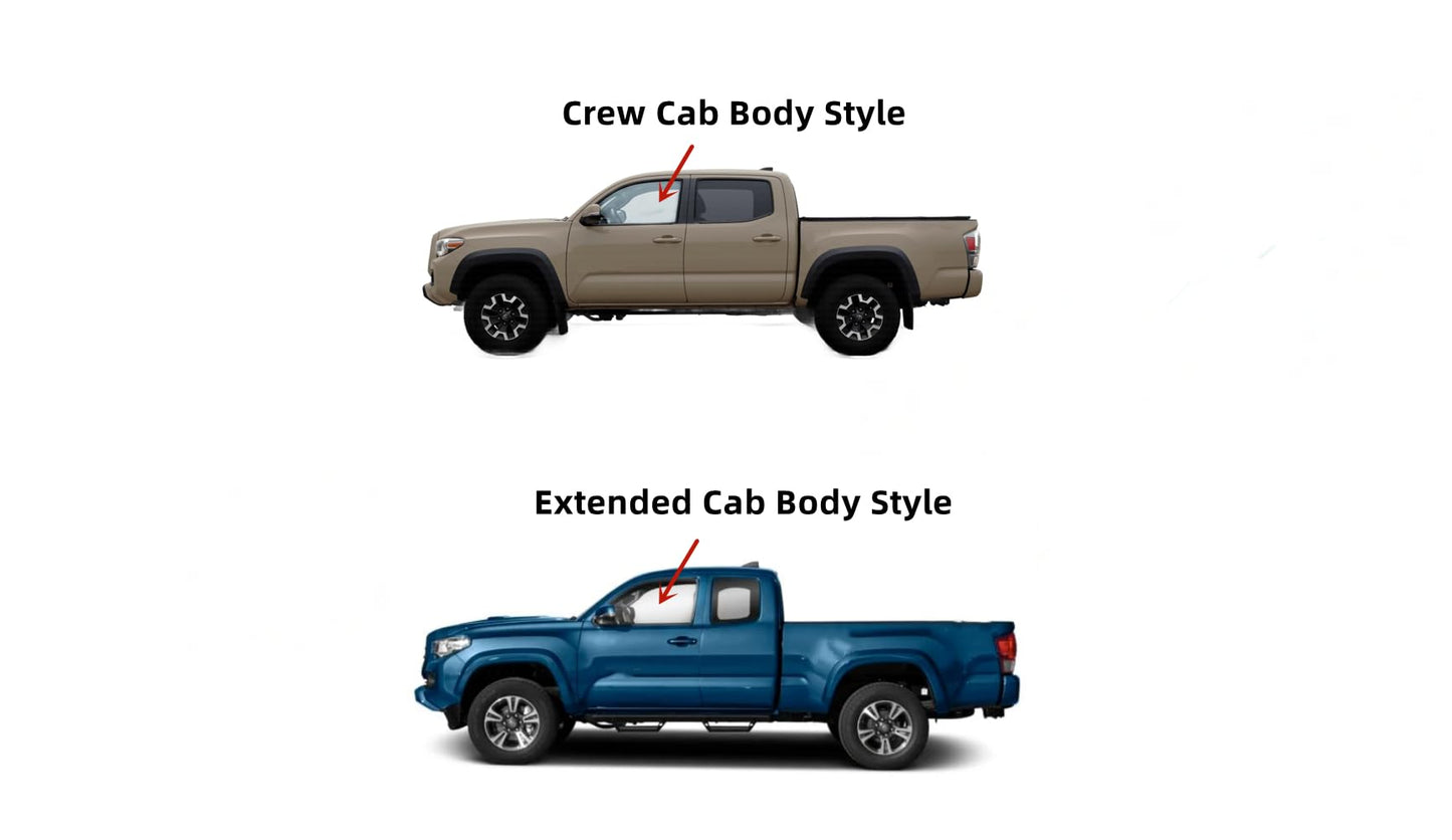 Driver Left Side Front Door Window Door Glass Compatible with Toyota Tacoma Pickup 2 Door Extended / 4 Door Crew Cab 2016-2023 Models