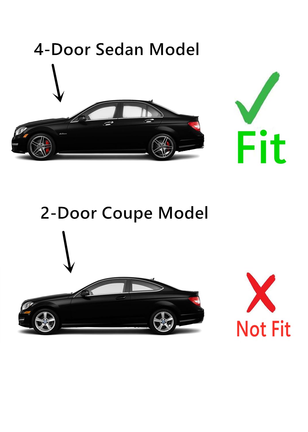 Tempered Driver Left Side Rear Door Window Glass Compatible with Mercedes Benz C250 / C300 / C350 / C63AMG 4-Door Sedan 2012-2014 Models