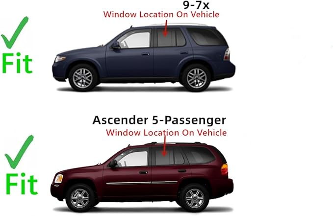 Driver Left Side Rear Door Window Door Glass Compatible with Saab 9-7x 2005-2009 Models/Isuzu Ascender 5 Passenger 2004-2009 Models