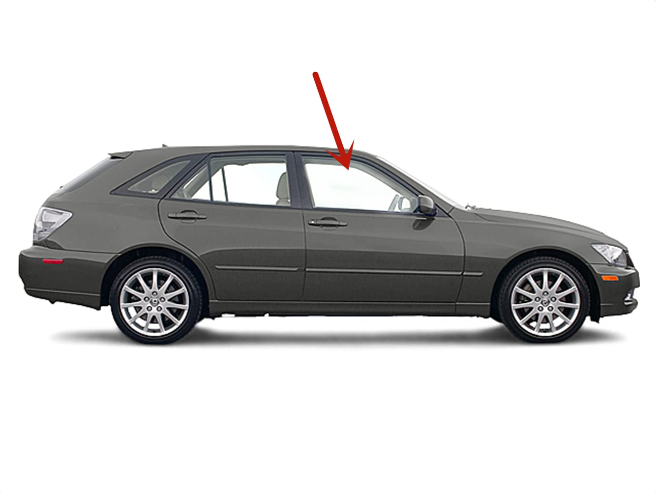 Tempered Passenger Right Side Front Door Window Door Glass Compatible with Lexus IS 300 2001-2005 Models